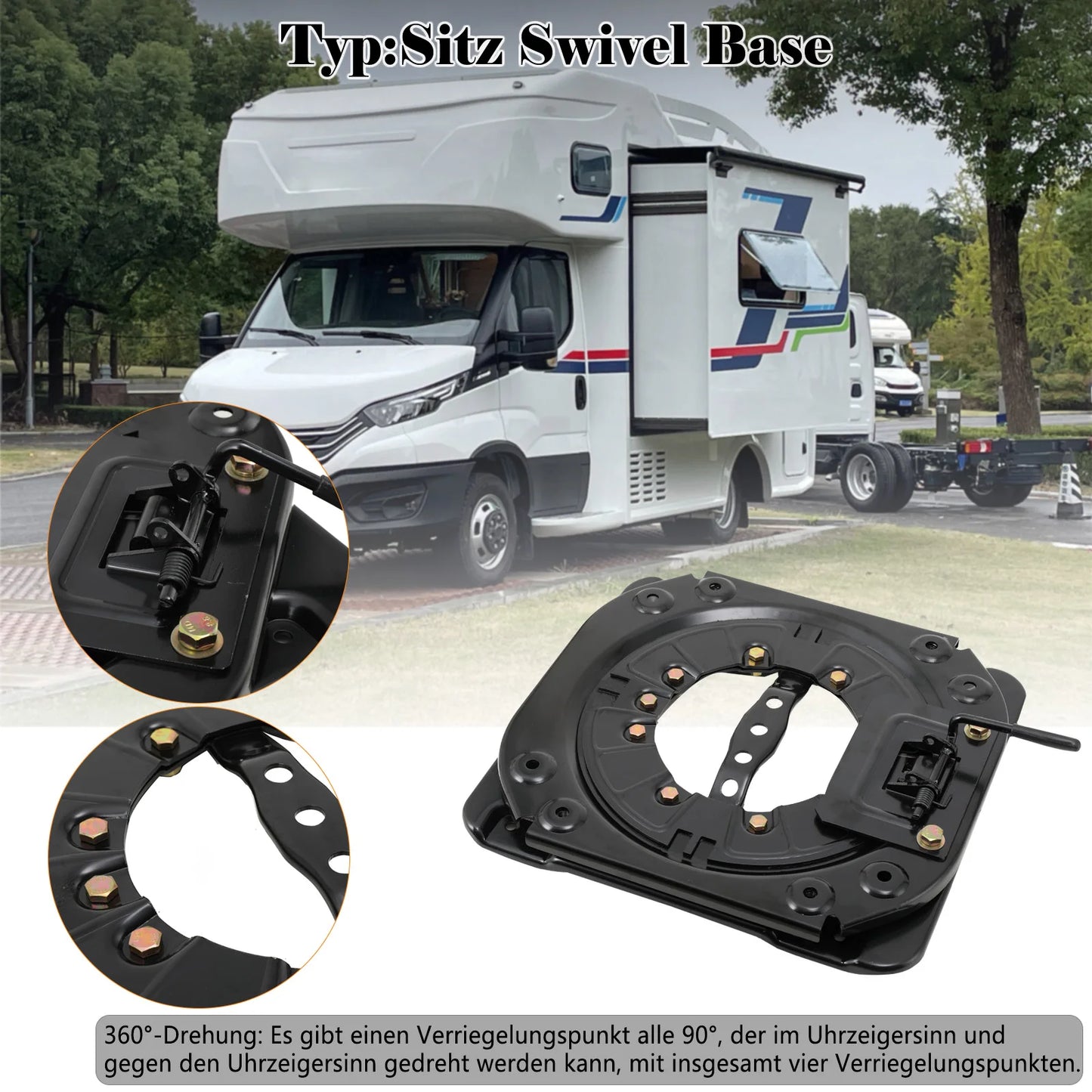Base giratoria 360° para asiento de camper