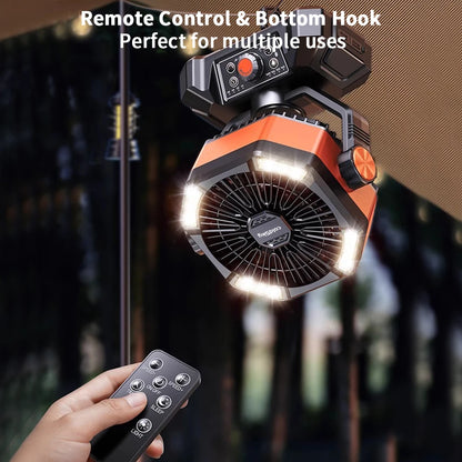 20000mAh Portable Desk Fan with Remote Control, 8 Speeds, and USB Charging