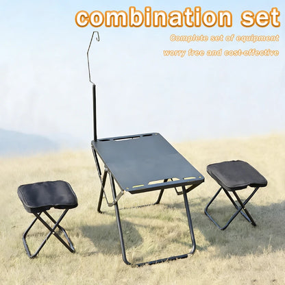 Set de Mesa Plegable con 2 Taburetes – Camping y Exterior