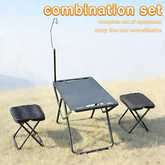 Set de Mesa Plegable con 2 Taburetes – Camping y Exterior