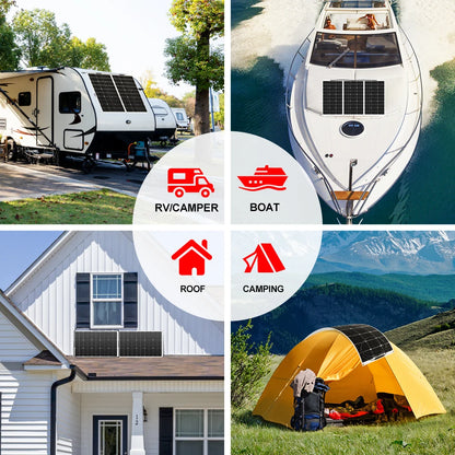 Panneau solaire flexible monocristallin 18 V pour camping et camping-car