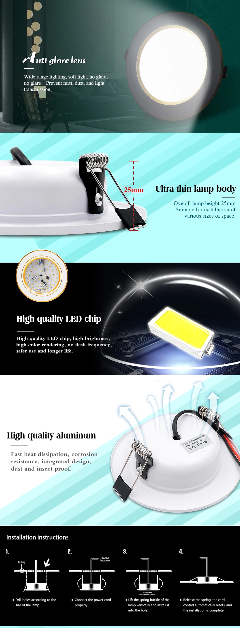 Downlight LED Empotrable Ultrafino 5W–18W | Luz Cálida o Fría