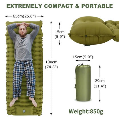 Colchón Inflable WEST TUNE con Bomba Integrada | Colchoneta de Camping Gruesa y Compacta