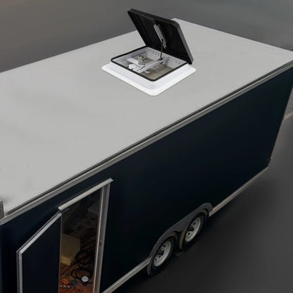 Lanterneau de toit 42 x 42 cm avec ventilateur et moustiquaire – Ventilation pour camping-car (ouverture standard 14 x 14 pouces).