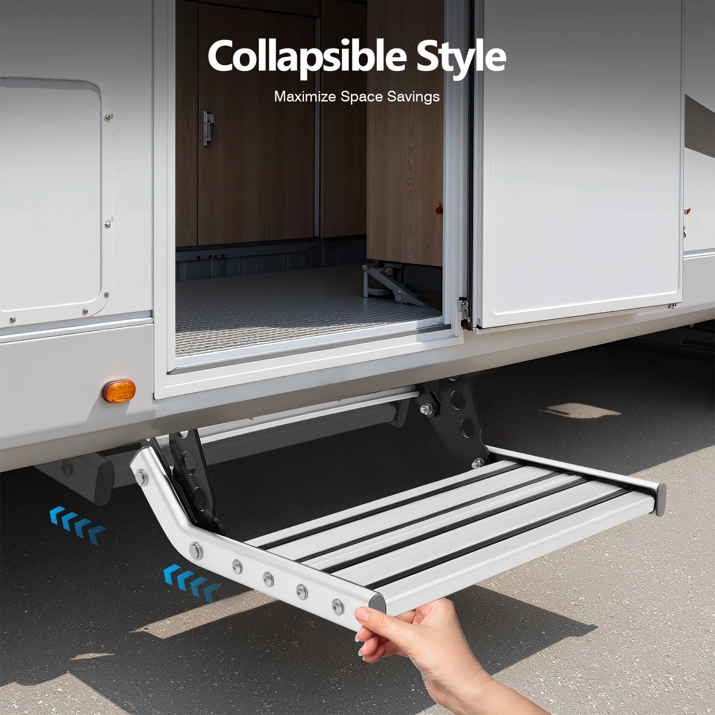 Escalón Plegable de Aluminio con Luz LED 12V para Camper y Autocaravana – Antideslizante