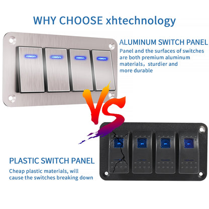 Panel de Interruptores de Aluminio 12V / 24V para Camper, RV y 4x4