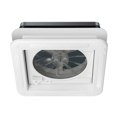 Claraboya de Techo 28×28 cm para RV y Camper – Ventilador Manual 12V con Luz LED IP68