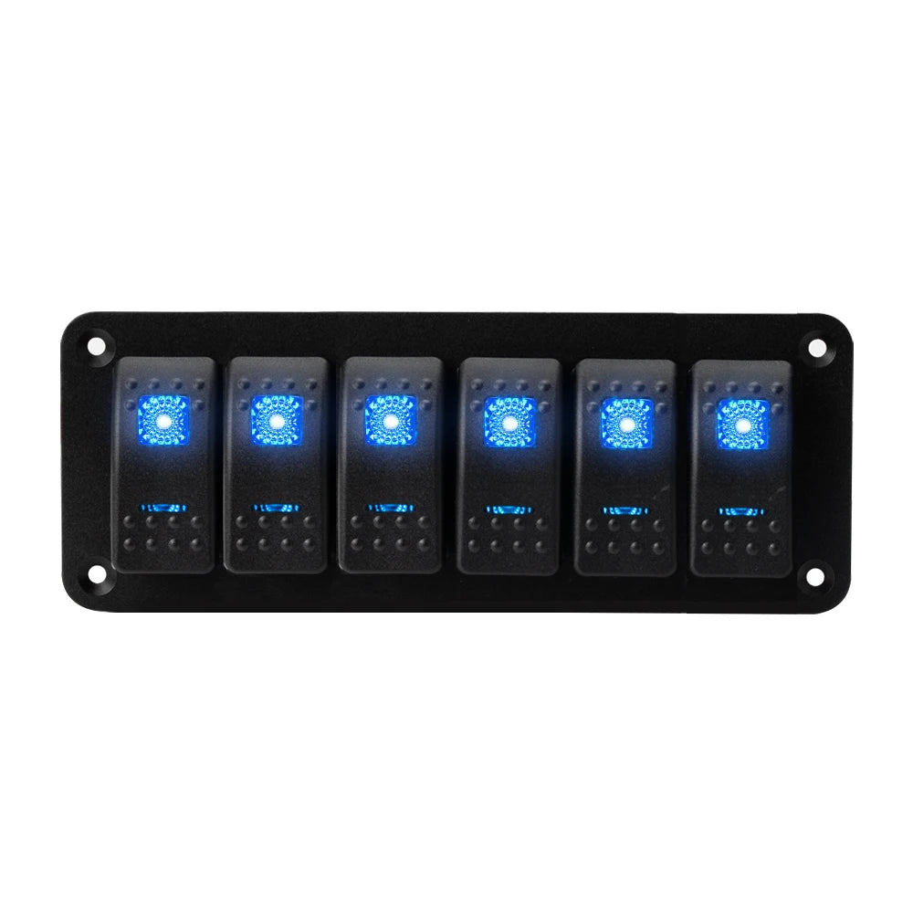 Panel de Interruptores Náutico Estanco 12V con USB y Voltímetro Digital
