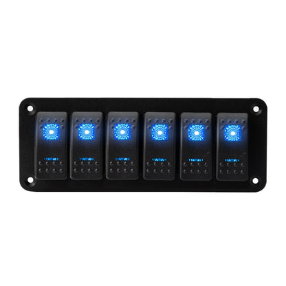 Panel de Interruptores Náutico Estanco 12V con USB y Voltímetro Digital