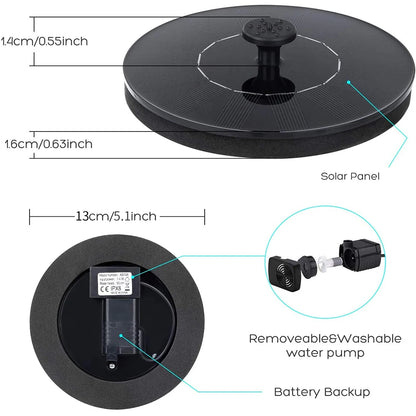 Fuente Solar Flotante - Bomba Sin Cables + 8 Boquillas + LED (Jardín/Terraza)