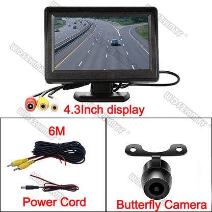 Cámara de Marcha Atrás con Cable y Visión Nocturna LED 170° – Kit con Monitor 4,3” para Coche, Camper y Furgoneta