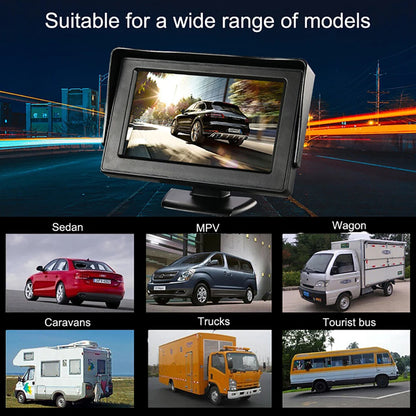 Cámara de Marcha Atrás con Cable y Visión Nocturna LED 170° – Kit con Monitor 4,3” para Coche, Camper y Furgoneta