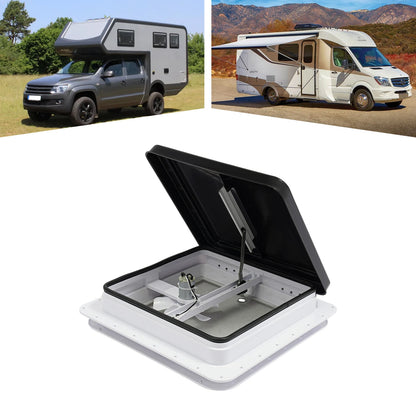 Lanterneau de toit 42 x 42 cm avec ventilateur et moustiquaire – Ventilation pour camping-car (ouverture standard 14 x 14 pouces).