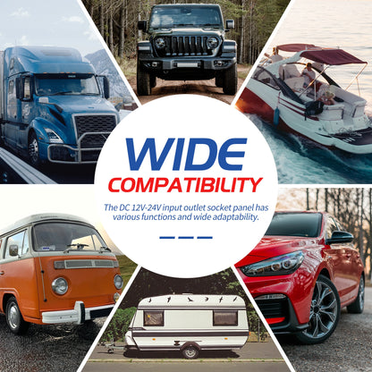 Panel de Interruptores 5 Gang de Aluminio 12V / 24V con USB y Voltímetro