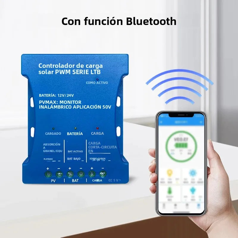 12V/24V PWM Solar Charge Controller with Bluetooth and USB