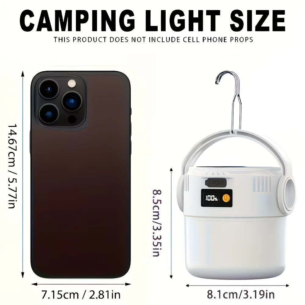 Lampe Solaire Camping - LED Rechargeable + Crochet + 3 Modes (Portable)
