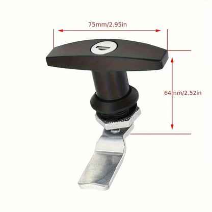 Cerradura de Manija en T con Llaves – Bloqueo Trasero para Puertas de Garaje, Remolques, Caravanas, Armarios y Cajones – Color Negro