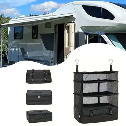 Organizador de Ropa Colgante Plegable de 3 Capas – Ideal para Maletas y Camper