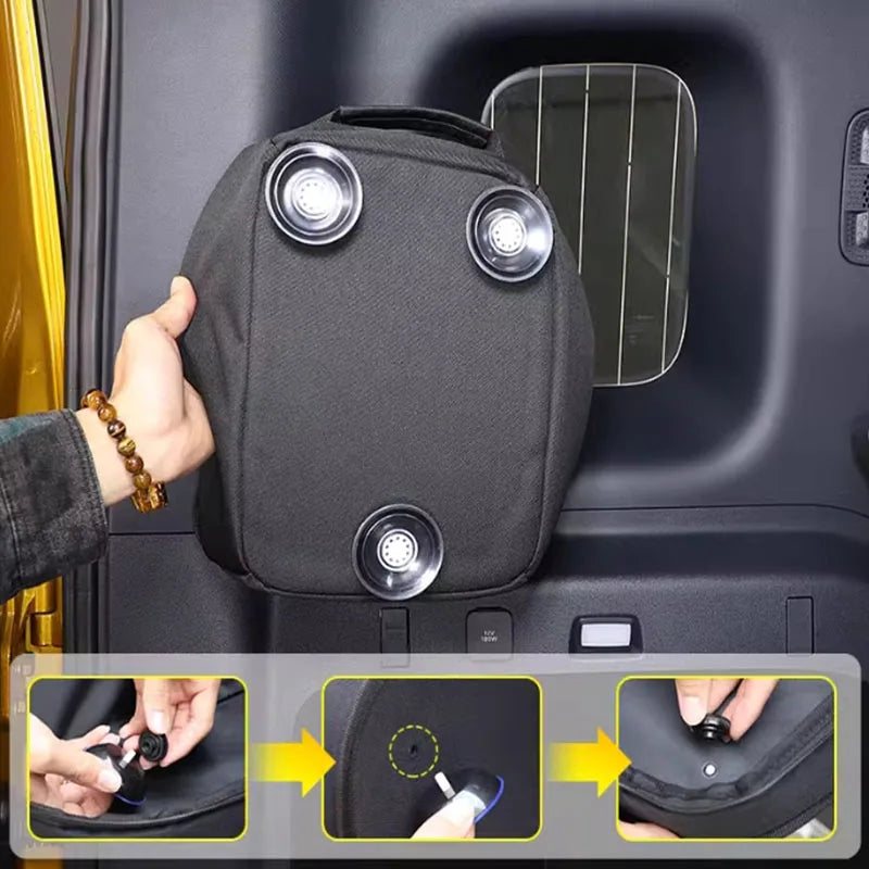 Trunk Window Storage Bags · Express Organization · Multi-Compartment · No-Drill Installation