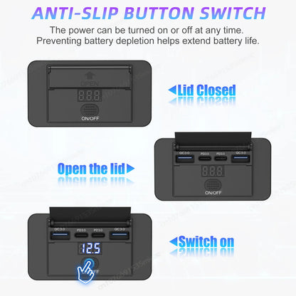 Toma USB Cuádruple 12–24V 84W con Interruptor y Voltímetro