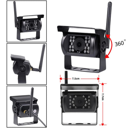 Kit Cámara de Marcha Atrás Inalámbrica AHD 1080P con Monitor IPS 7” Pantalla Dividida – Visión Nocturna para Camper, RV y Camión