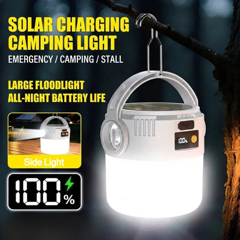 Lampe Solaire Camping - LED Rechargeable + Crochet + 3 Modes (Portable)