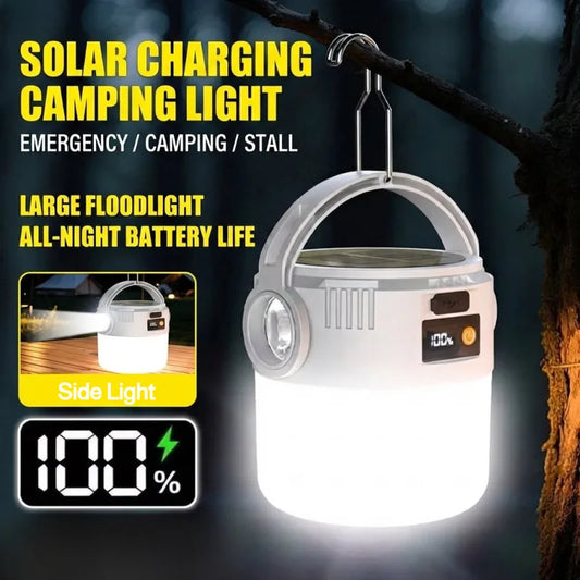 Lampe Solaire Camping - LED Rechargeable + Crochet + 3 Modes (Portable)