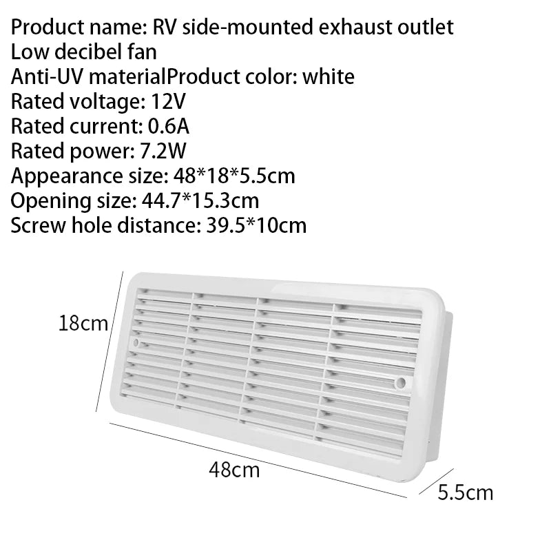 Ventilateur Extracteur 12V Silencieux - Entrée/Sortie d'air pour Camping-car et Caravane (Blanc)