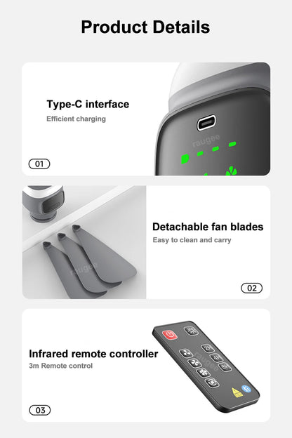 Ventilador Colgante Recargable con Control Remoto | 12000mAh, Aspas 450mm, Luz LED y Temporizador