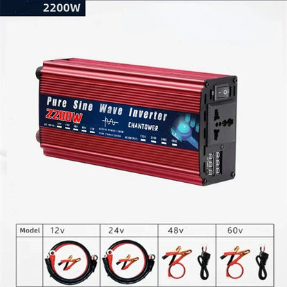 Inversor de Corriente Onda Pura 12V / 24V a 220V | 500W–2000W Continuos | Pantalla Inteligente para RV y Camper