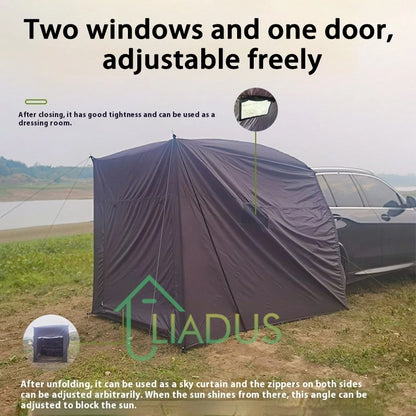 XXL Car and Camper Roof Tent 5.9x4.5m - Waterproof 2000mm · Anti-UV · Reinforced Structure · Express Setup · 8+ People