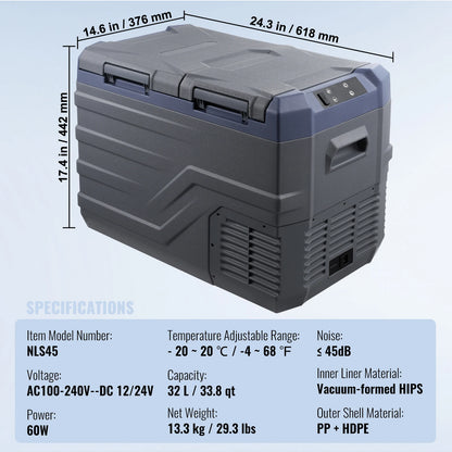 Nevera Portátil para Coche 12L – Frigorífico 12V/24V y 220V