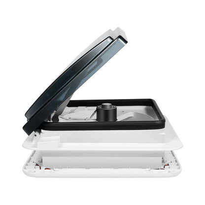 Claraboja con Ventilador 12V para RV y Camper | Extractor de Techo 28×28 cm con Luz LED y 6 Velocidades
