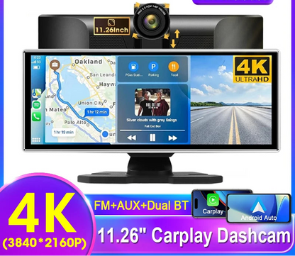 Dashcam 4K con Pantalla 11.26" + CarPlay/Android Auto - Srnubi