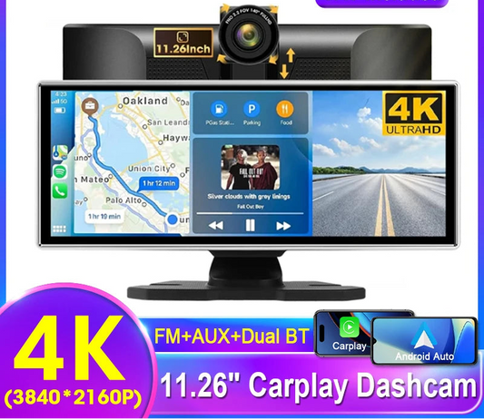 Dashcam 4K con Pantalla 11.26" + CarPlay/Android Auto - Srnubi