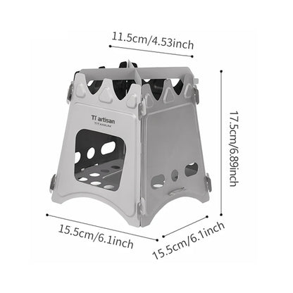 Hornillo Titanio Plegable - Ultraligero + Leña para Camping y Senderismo