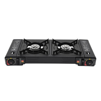 Réchaud de camping 2 feux 2500W - Allumage piézoélectrique + Gaz butane (3-5 personnes)