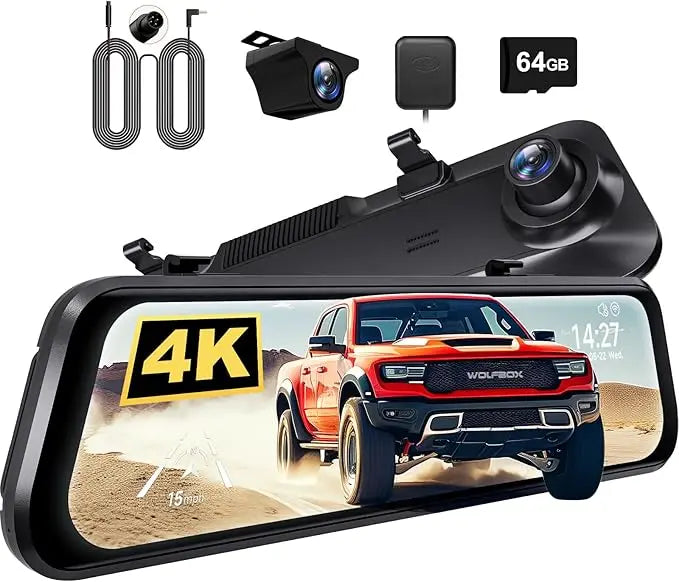Camara 4K Dual con Pantalla 12" Táctil + GPS - Wolfbox G850 Pro
