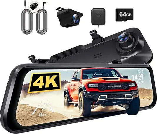 Camara 4K Dual con Pantalla 12" Táctil + GPS - Wolfbox G850 Pro