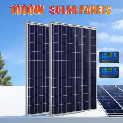 Kit Système Solaire 500W/1000W - Panneau 12V + Contrôleur 100A + USB (Portable)