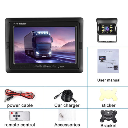 Kit Cámara de Marcha Atrás con Monitor LCD de 7” y Visión Nocturna IR para Camper, RV, Camión y Autobús