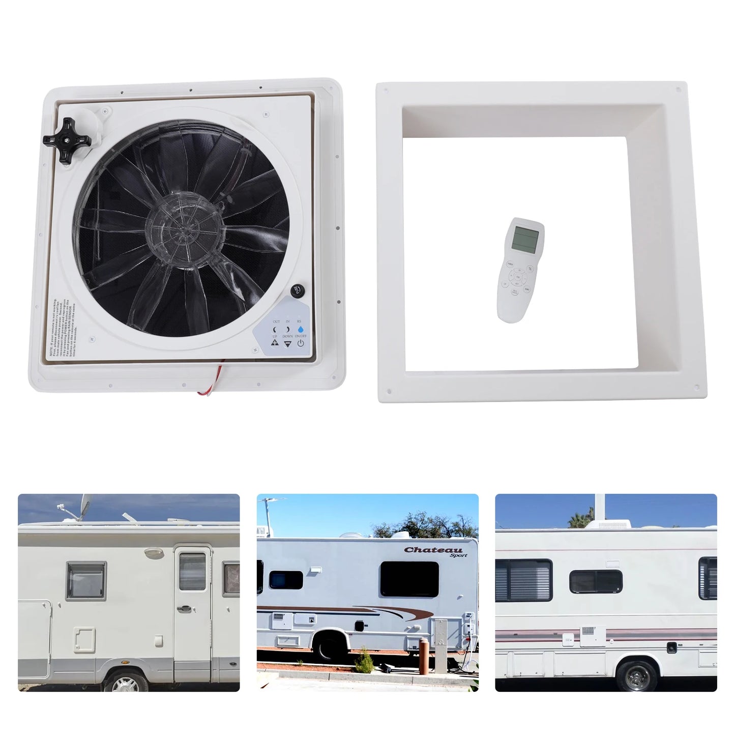 Ventilateur de plafond RV Premium - Télécommande + Capteur de pluie + Voix (36cm)