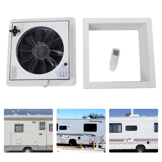 Ventilateur de plafond RV Premium - Télécommande + Capteur de pluie + Voix (36cm)