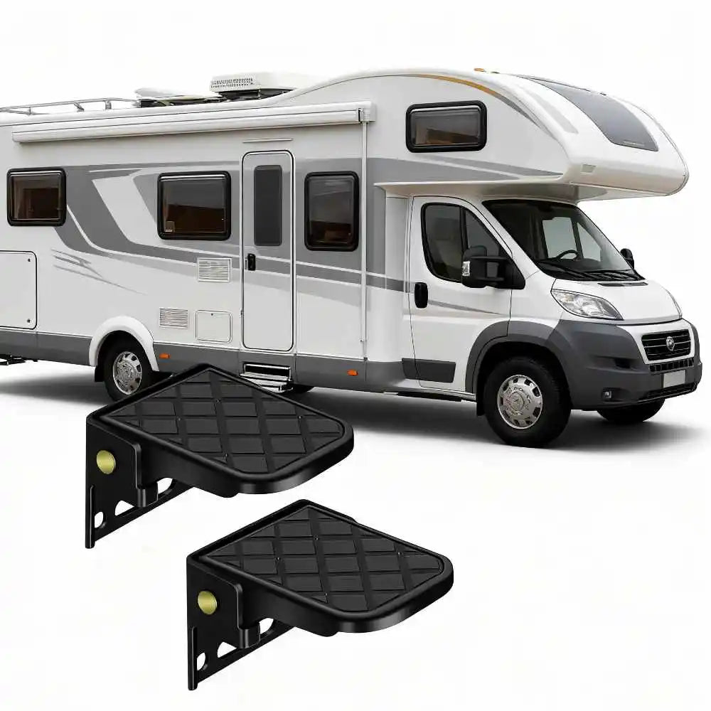 Folding Aluminum Steps for Camper Vans and Motorhomes – Non-Slip (Pack of 2)