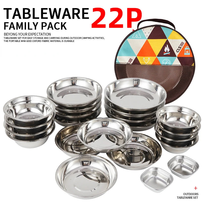 22-Piece Stainless Steel Cutlery Set - For 5 People + Carry Bag (Camping/RV)
