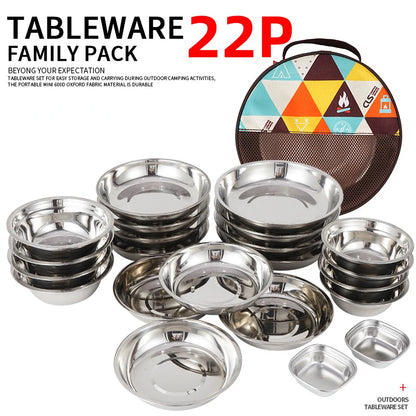 22-Piece Stainless Steel Cutlery Set - For 5 People + Carry Bag (Camping/RV)