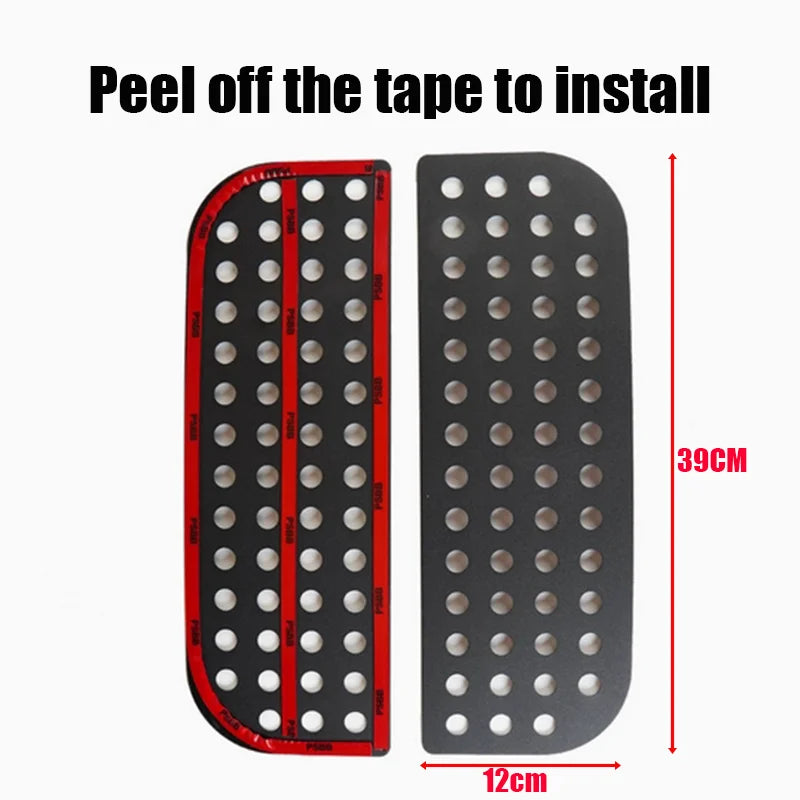 Cache décoratifs pour vitres triangulaires arrière – Métal noir (Voir dimensions)