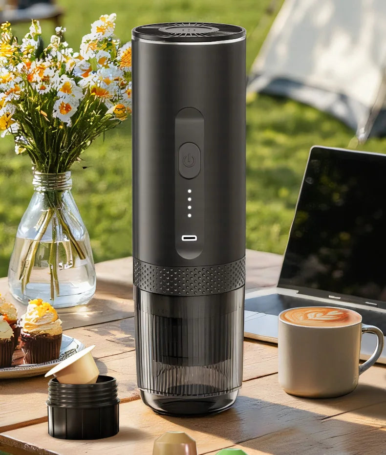 Machine à expresso portable 7500 mAh - Sans fil + Capsules/Mouture (Camping/VR)