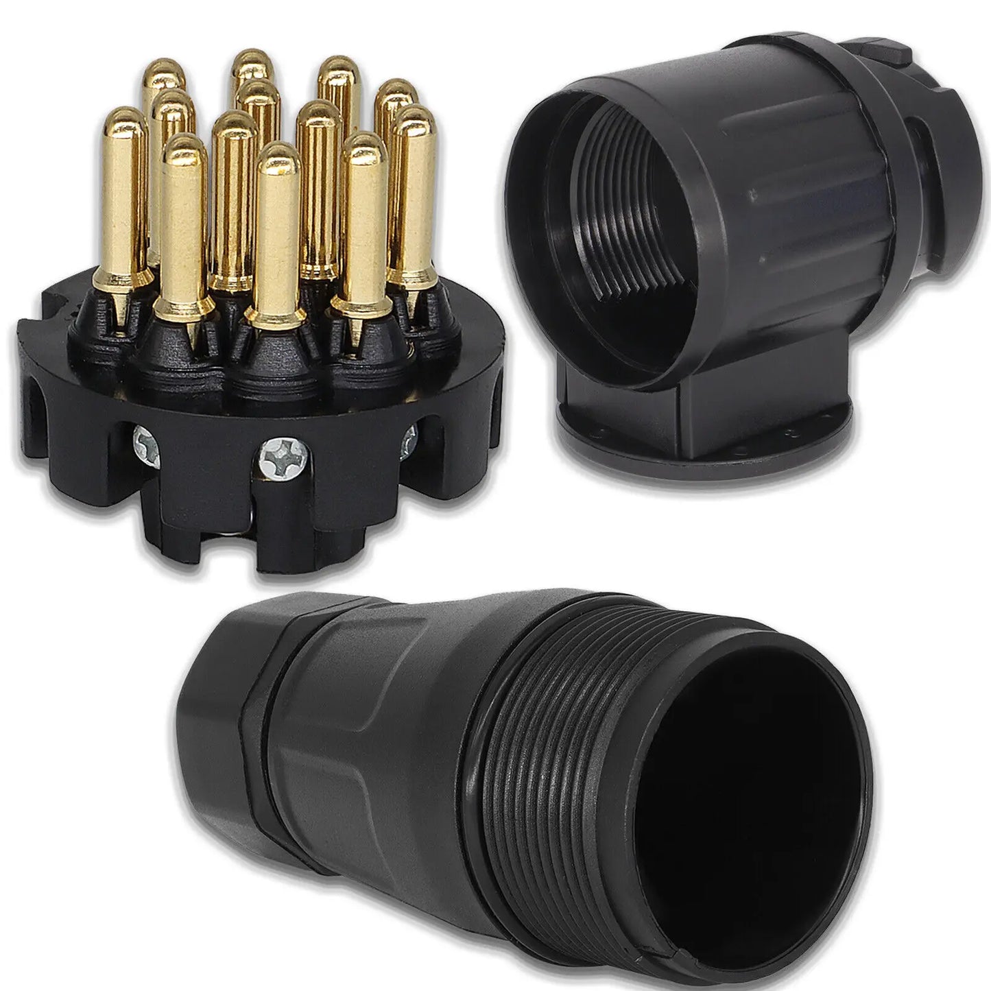 Enchufe de Remolque de 13 Pines – Adaptador de Conexión para Caravana, Trailer o Camper, 12V, Plástico y Cobre