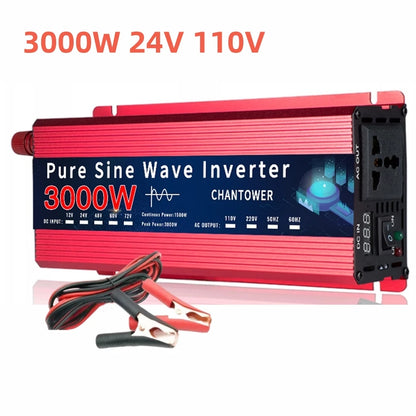 Inversor de Corriente Onda Pura 12V/24V a 110V–220V | 800W–1500W Continuos con Pantalla LCD para RV y Camper